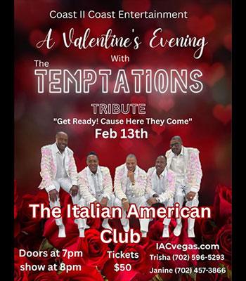 The TEMPTATIONS - Friday, Feb. 13, 2026 -- $50.00 Image