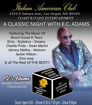 EC ADAMS - Sunday, June 23, 2024 Show 8pm -$65 Image